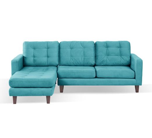 Sofa Chaiselong Izq Napoles Tela  Velvet  Turquesa-0