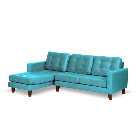 Sofa Chaiselong Izq Napoles Tela  Velvet  Turquesa-1
