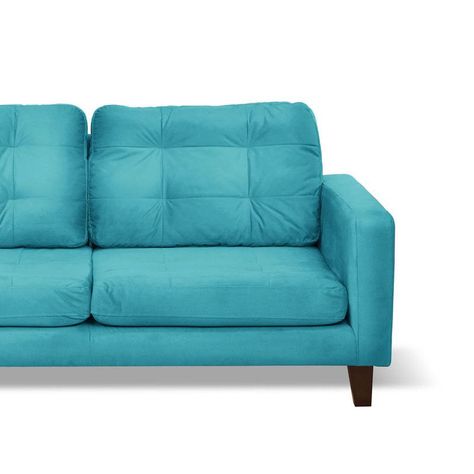 Sofa Chaiselong Izq Napoles Tela  Velvet  Turquesa-2
