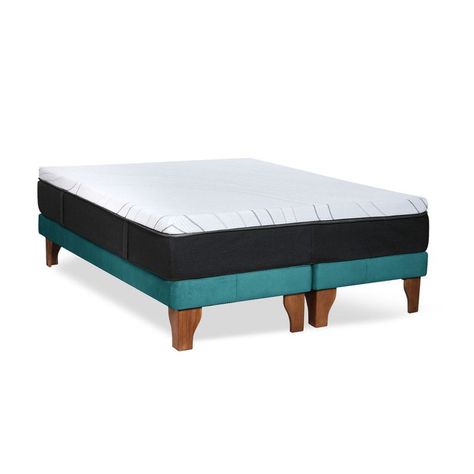 CAMA ZEN TOP FOAM HYBRID TELA TURQUESA 2PZA-2