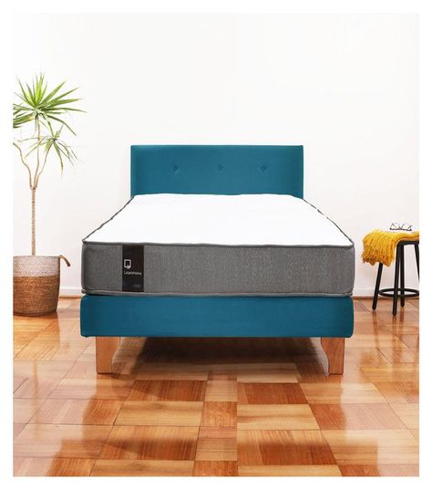 Cama Europea Zen Best 1.5 Plaza Tela Velvet Azul Petroleo + Respaldo-0