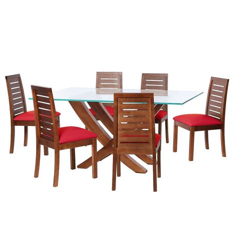 Juego De Comedor Alicante 6 Sillas Tenerife Pu Rojo-0