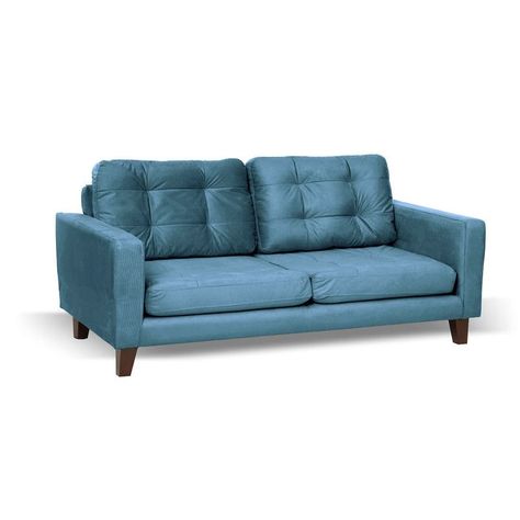 Sofa Napoles 2C Tela  Velvet  Azul Petroleo-1
