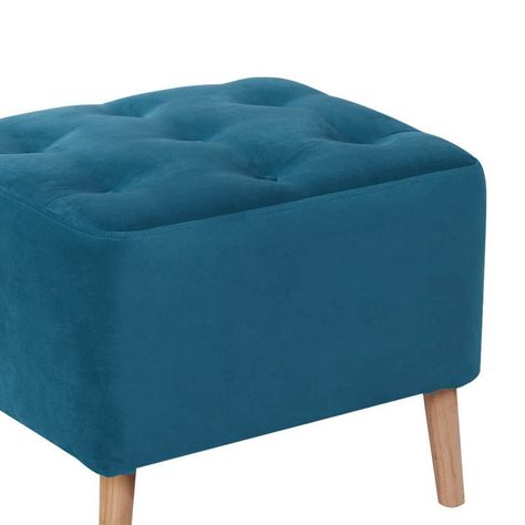 Pouf Lyon  Tela Velvet Azul Petroleo-1