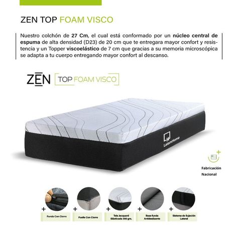 Camarote Zen Top Foam Visco Madera 1 Plaza Desmontable, Incluye 2 Colchones-3