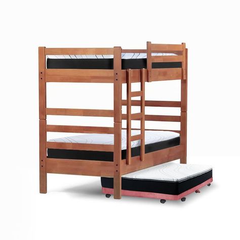 Camarote Triple Zen Palo Rosa + Colchones Pro 1 Pza Desmontable Madera-0