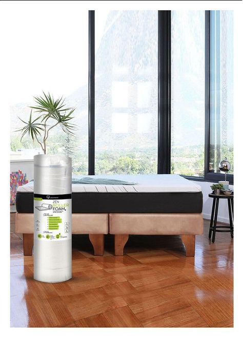 Cama Europea Zen Roller Colchon Comprimido 2 Plazas Tela Beige-0