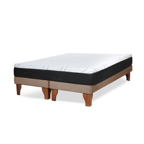 Cama Europea Zen Roller Colchon Comprimido 2 Plazas Tela Beige-1