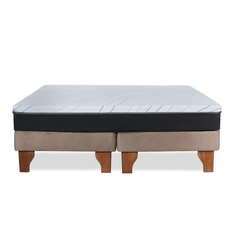 Cama Europea Zen Roller Colchon Comprimido 2 Plazas Tela Beige-3