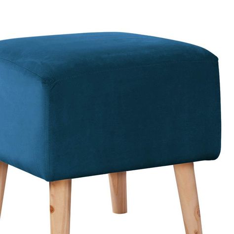 Pouf Burdeos  Tela Velvet Azul Petroleo-1
