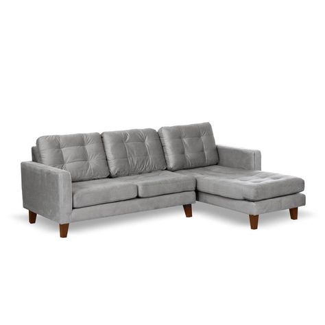 Sofa Chaiselong Der Napoles Tela Velvet  Gris-1