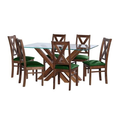Juego De Comedor Merida 6 Sillas Segovia Tela Velvet Verde-0