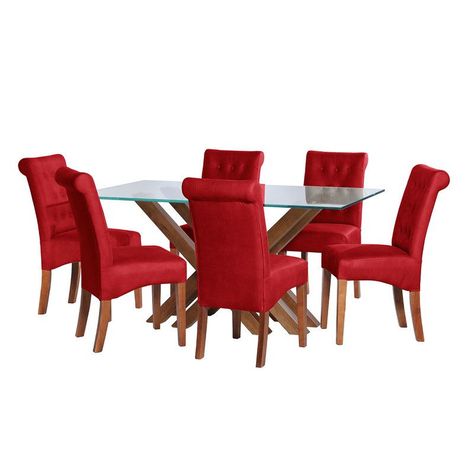 Juego De Comedor Merida 6 Sillas Oviedo Cuero Kentucky Rojo-0
