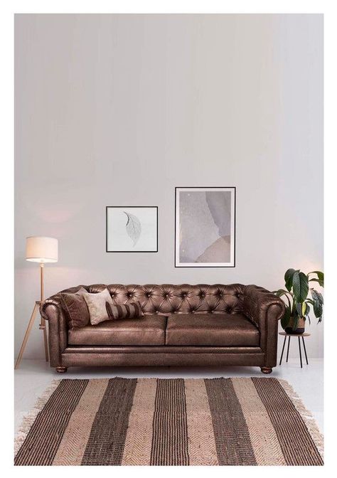 Sofa Florencia 3 Cuerpos Cuero Colorado Marron-0