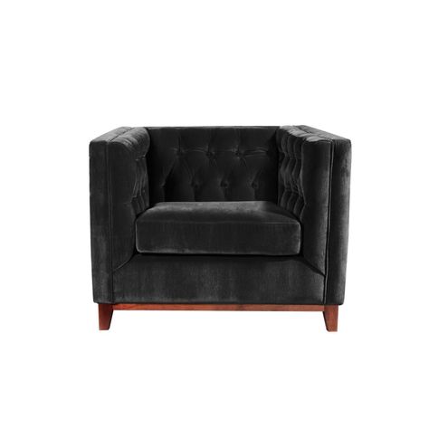 Sofá Roma 1 Cuerpo Capitoné Tela Velvet Negro-1