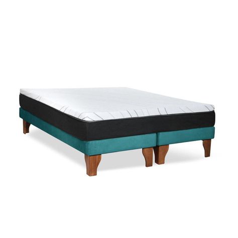 Cama Europea 2 Plazas Zen Pro 150x200 Cm Tela Turquesa-3