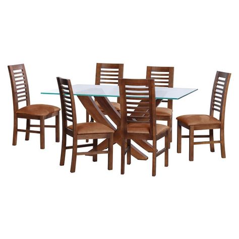 Juego De Comedor Alicante 6 Sillas Salamanca Cuero Kentucky Cafe Claro-0