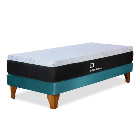 CAMA ZEN TOP SPRING  HYBRID TELA TURQUESA 1 1/2PZA-0