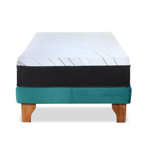 CAMA ZEN TOP SPRING  HYBRID TELA TURQUESA 1 1/2PZA-1