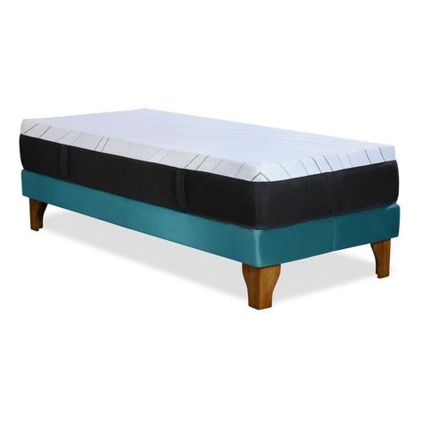CAMA ZEN TOP SPRING  HYBRID TELA TURQUESA 1 1/2PZA-2