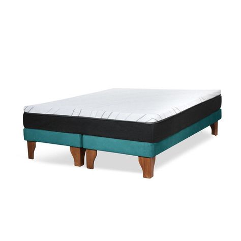 Cama Europea Zen Roller Colchon Comprimido 2 Plazas Tela Turquesa-1