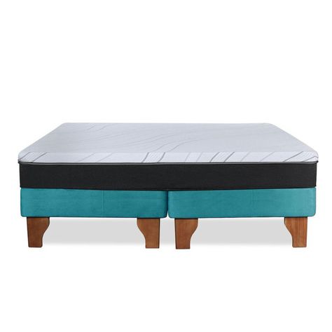 Cama Europea Zen Roller Colchon Comprimido 2 Plazas Tela Turquesa-3