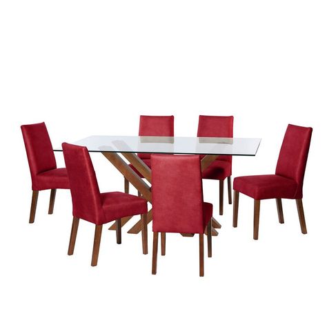 Juego De Comedor Merida 6 Sillas Cadiz Cuero Kentucky Rojo-0