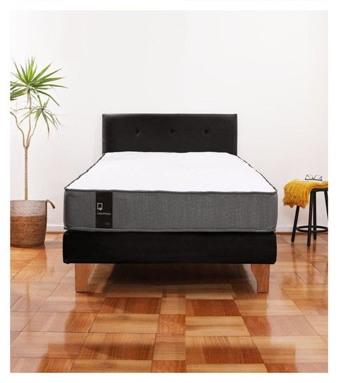 Cama Europea Zen Best 1.5 Plaza Tela Velvet Negro + Respaldo-0