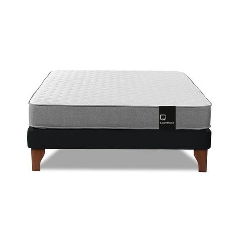 Cama Europea Zen Best Full 135x190 cm Tela Velvet Negro-1
