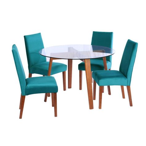 Juego De Comedor Valencia S/Cadiz Tela Turquesa-0