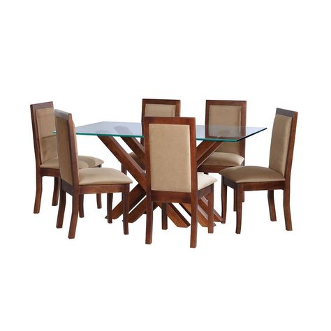 Juego De Comedor Merida 6 Sillas Girona Tela Velvet Beige-0