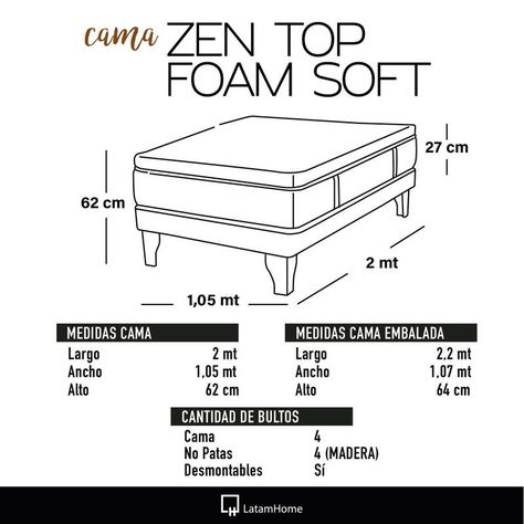 CAMA ZEN TOP FOAM SOFT TELA PALO ROSA 1 1/2PZA-3