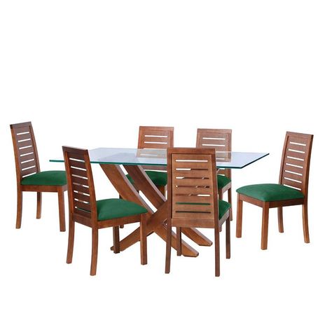 Juego De Comedor Alicante 6 Sillas Tenerife Tela Velvet Verde-0