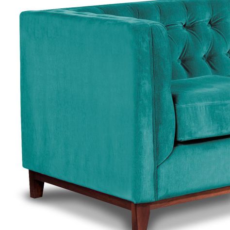 Sofá Roma 1 Cuerpo Capitoné Tela Velvet Turquesa-1