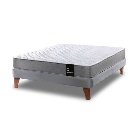 Cama Europea Zen Best Full 135x190 cm Tela Velvet Gris-0