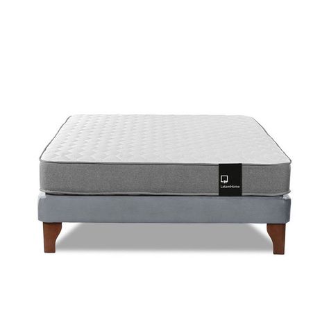 Cama Europea Zen Best Full 135x190 cm Tela Velvet Gris-1