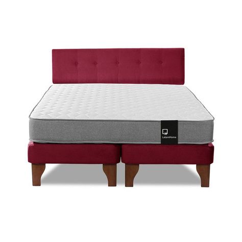 Cama Europea Zen Best Tela Velvet Burdeo 2 Plazas + Respaldo-4
