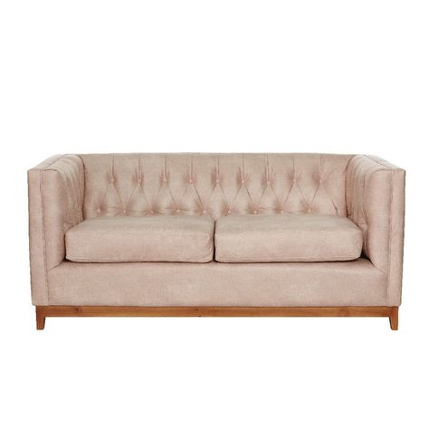 Sofa Roma 2 Cuerpos Capitoné Cuero Colorado Beige-0