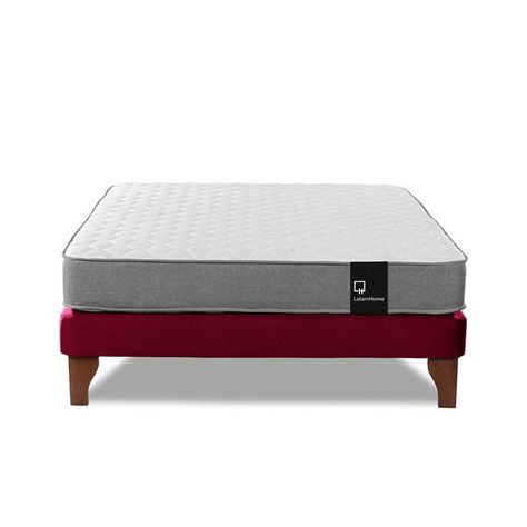 Cama Europea Zen Best Full 135x190 cm Tela Velvet Burdeo-1
