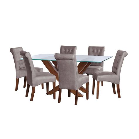 Juego De Comedor Alicante 6 Sillas Oviedo Cuero Kentucky Gris-0