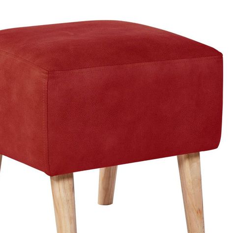 Pouf Burdeos  Cuero Kentucky Rojo-1