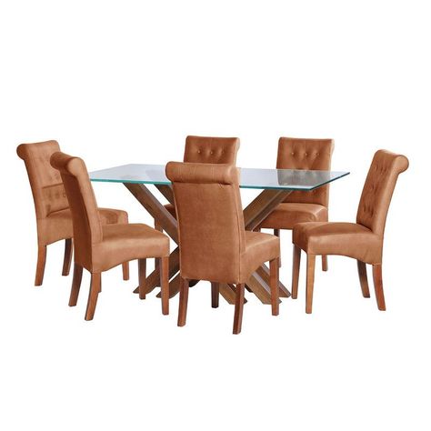 Juego De Comedor Merida 6 Sillas Oviedo Cuero Kentucky Cafe Claro-0