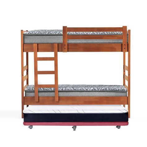 Camarote Triple Zen Palo Rosa + Colchones Urban 1 Pza Desmontable Madera-1