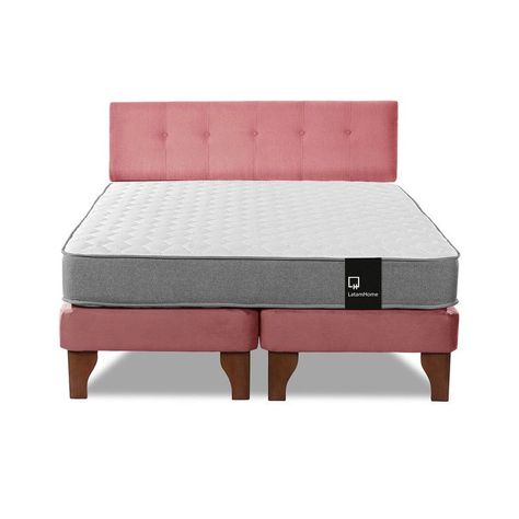 Cama Europea Zen Best Tela Velvet Palo Rosa 2 Plazas + Respaldo-4