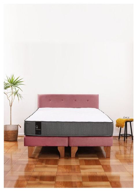 Cama Europea Zen Best Tela Velvet Palo Rosa 2 Plazas + Respaldo-0