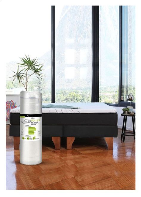 Cama Europea Zen Roller Colchon Comprimido 2 Plazas Tela Negro-0