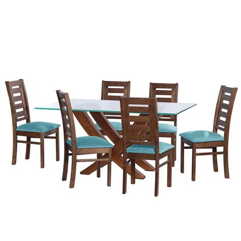 Juego De Comedor Alicante 6 Sillas Murcia Tela Velvet Turquesa-0