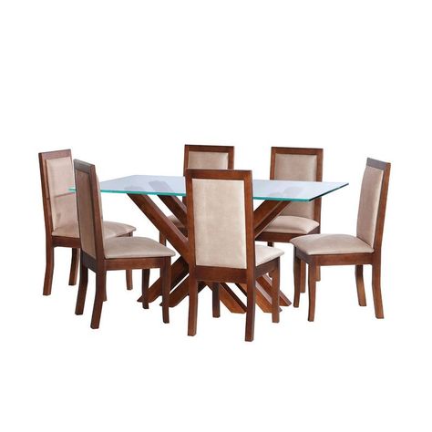 Juego De Comedor Merida 6 Sillas Girona Cuero Kentucky  Beige-0