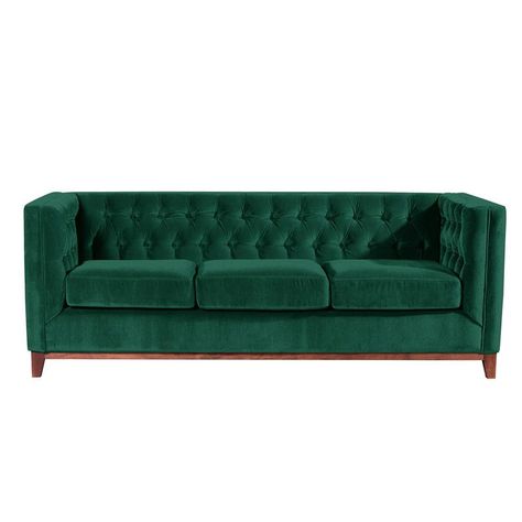 Sofá Roma 3 Cuerpos Capitoné Tela Velvet Verde-0