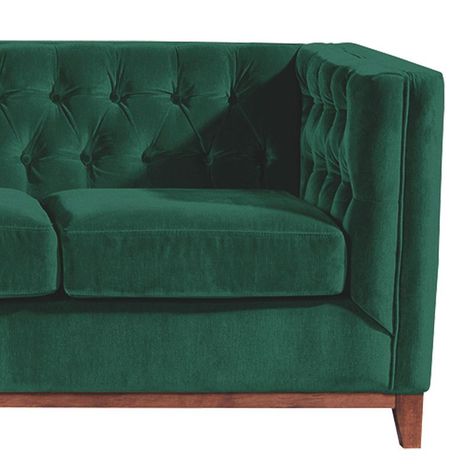 Sofá Roma 3 Cuerpos Capitoné Tela Velvet Verde-4